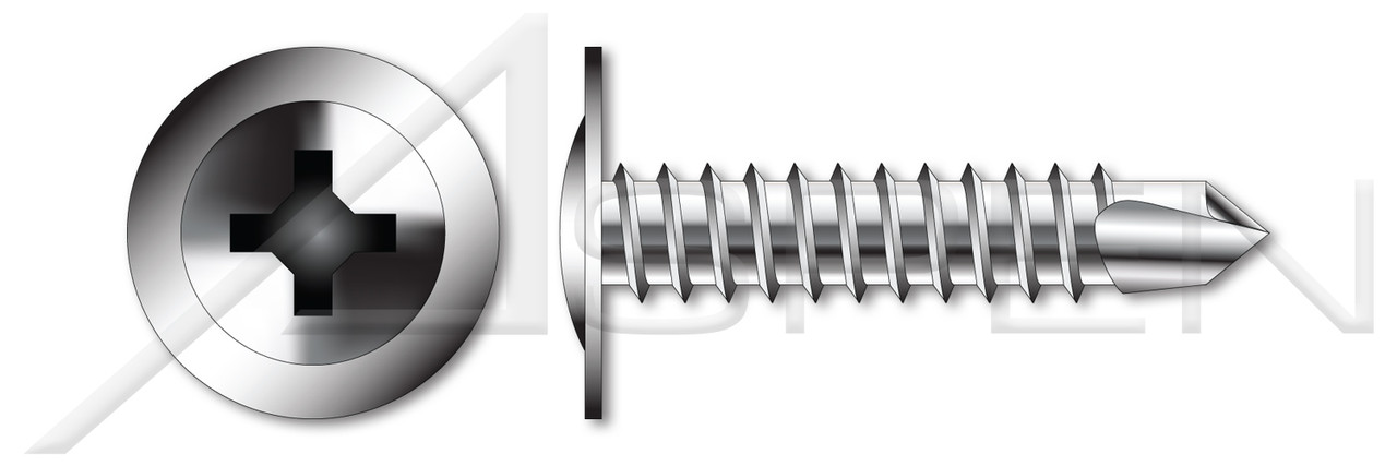 #8 X 1-1/2" Self-Drilling Screws, Modified Truss Phillips Drive, AISI 304 Stainless Steel (18-8)