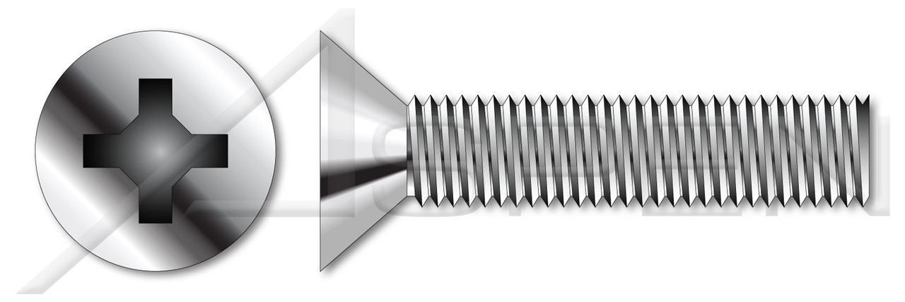 #8-32 X 3/4" Machine Screws, Flat Phillips Drive, 82 Degree Countersink, Full Thread, AISI 316 Stainless Steel