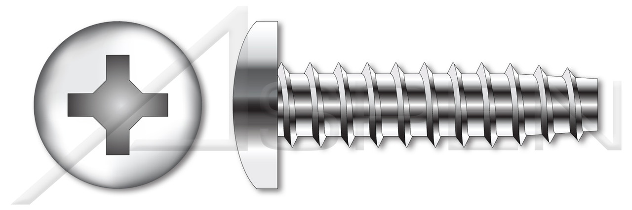 #8-16 X 1" Pan Head Trilobe 48-2 Thread Rolling Screws for Plastics with Phillips Drive, 18-8 Stainless Steel, Passivated and Waxed