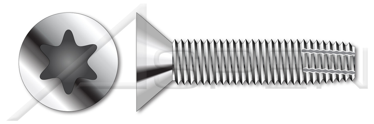 5/16"-18 X 3" Type F Thread Cutting Screws, Flat Head with 6Lobe Torx(r) Drive, Stainless Steel