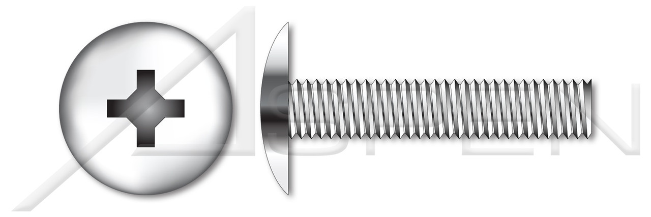 1/4"-20 X 3-1/4" Fully Threaded Machine Screws, Truss Head with Phillips Drive, Stainless Steel