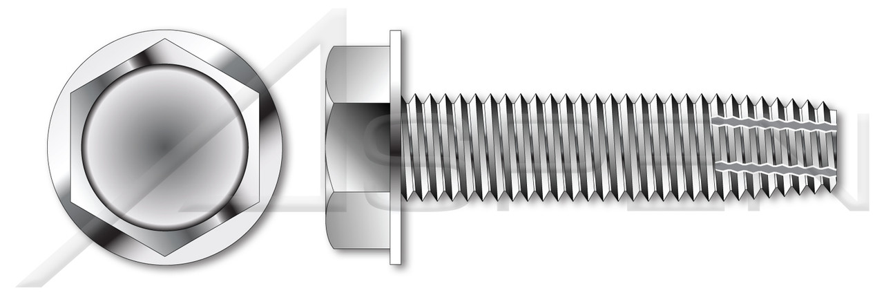 #12-24 X 1" Type F Thread Cutting Screws, Indented Hex Washer Head, Stainless Steel