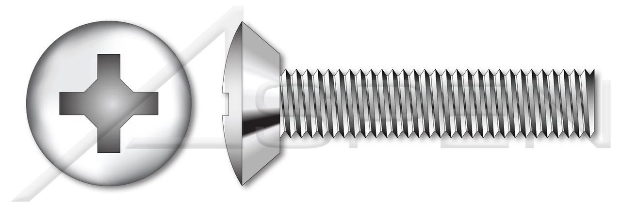 3/8"-16 X 1" Fully Threaded Machine Screws, 82 Degree Head, Stainless Steel, Oval Undercut Phillips Drive