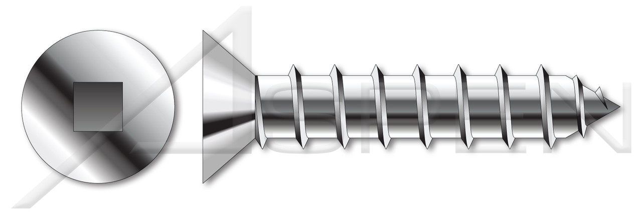 #10 X 3" Type A Self Tapping Sheet Metal Screws, Stainless Steel, Flat Head Square Drive