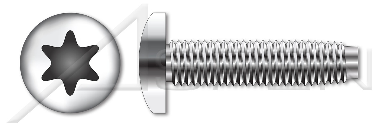1/4"-20 X 3/4" Pan Head Trilobe Thread Rolling Screws for Metals with 6Lobe Torx(r) Drive, 18-8 Stainless Steel, Passivated and Waxed