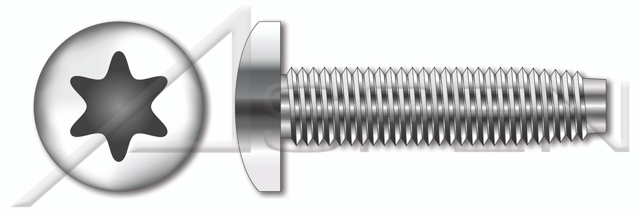 1/4"-20 X 3/4" Pan Head Trilobe Thread Rolling Screws for Metals with 6Lobe Torx(r) Drive, 410 Stainless Steel, Passivated and Waxed
