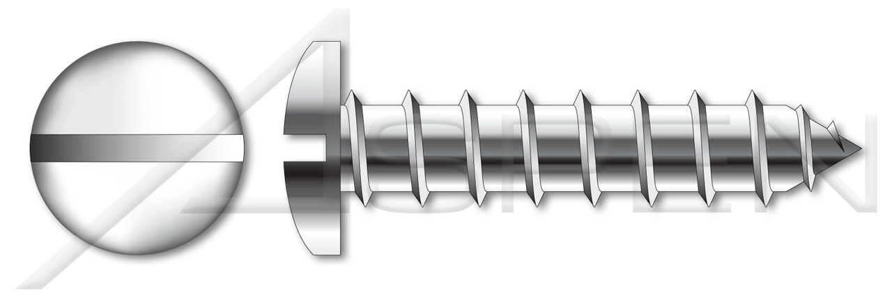 #6 X 1-1/2" Type A Self Tapping Sheet Metal Screws, Pan Head with Slotted Drive, Stainless Steel