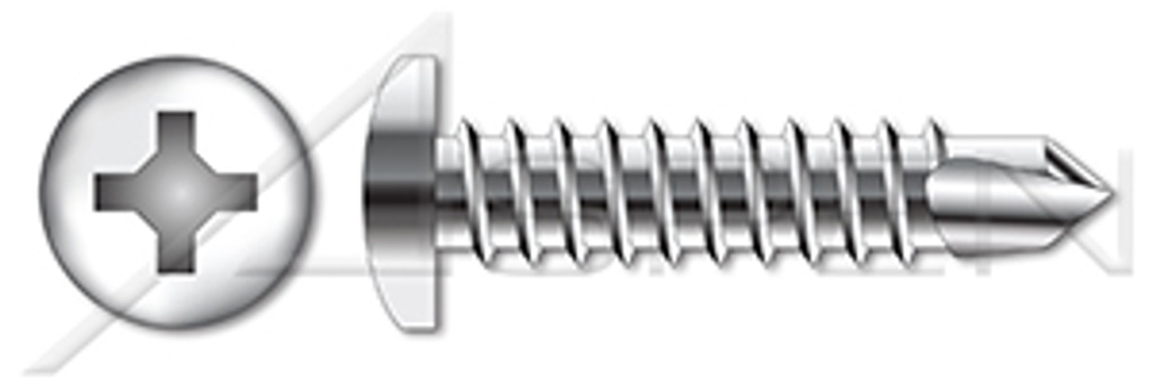#10 X 1/2" Self-Drilling Screws, Pan Phillips Drive, Ultra Stainless Steel 410MO