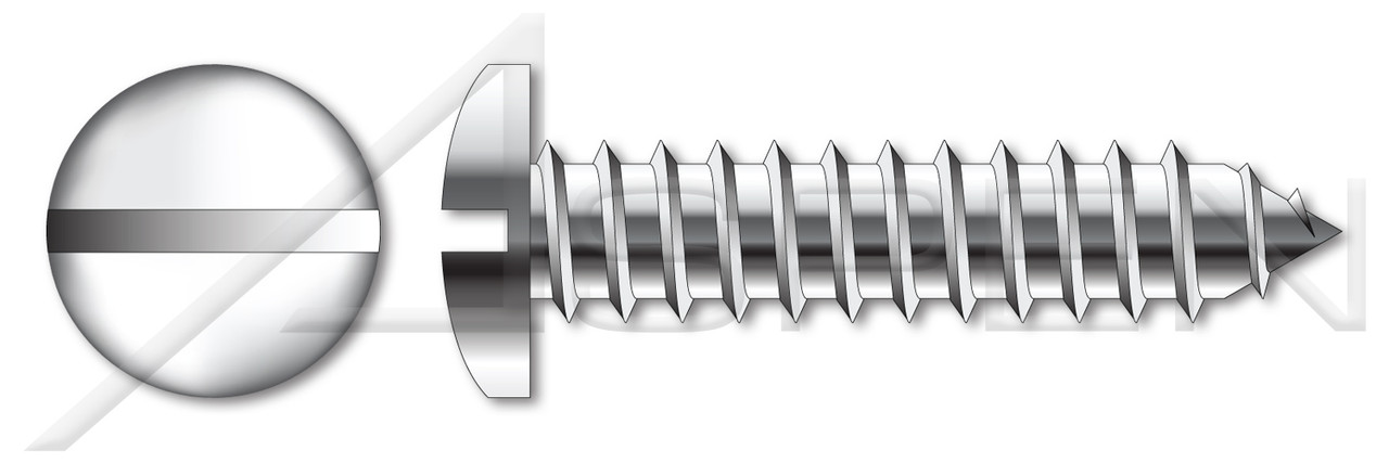 #4 X 3/8" Type AB Self Tapping Sheet Metal Screws, Pan Head with Slotted Drive, Stainless Steel