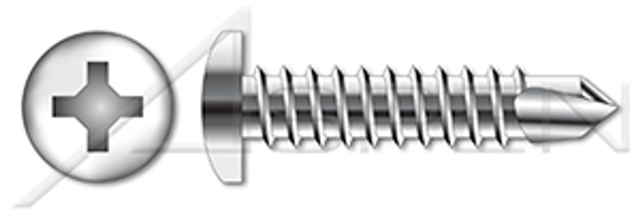 #14 X 1-1/2" Self-Drilling Screws, Pan Phillips Drive, Ultra Stainless Steel 410MO