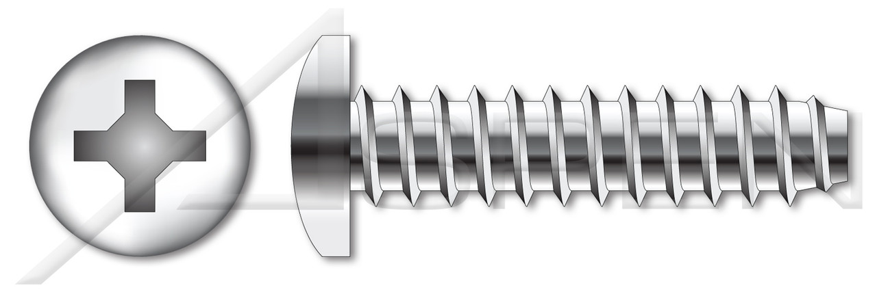 #10 X 1/4" Type B Self Tapping Sheet Metal Screws, Pan Head with Phillips Drive, Stainless Steel