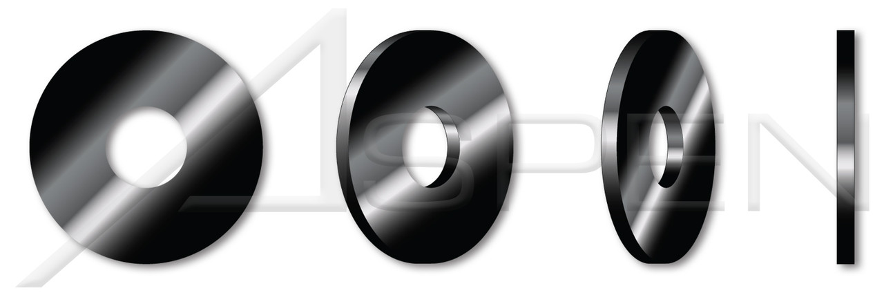 #6 Flat Washers, Flat Washers, Machine Screws Style, Black Oxide Coated Stainless Steel