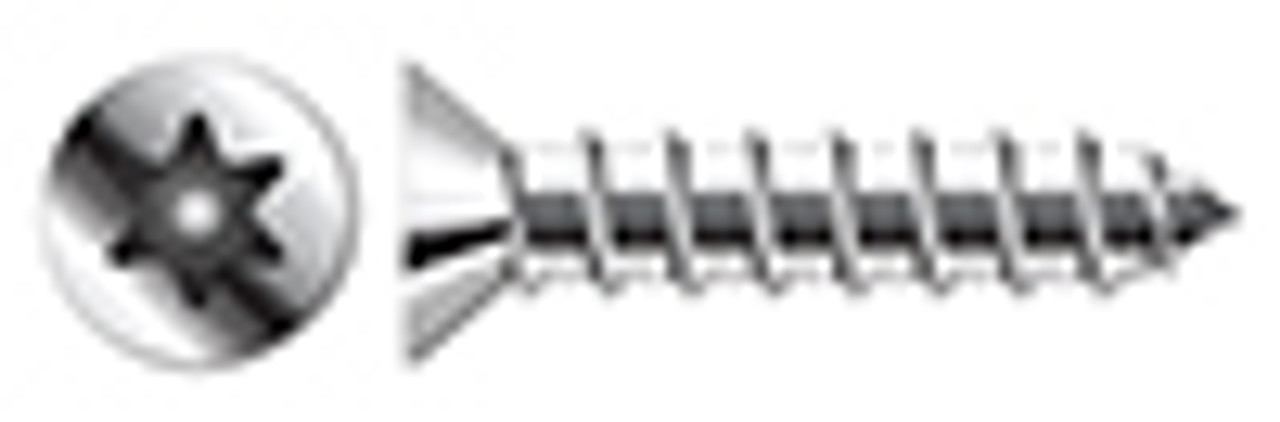 #8 X 1" Self-Tapping Sheet Metal Security Screws, Flat Countersunk Head Tamper Resistant Torx Pin Drive, Type "A", AISI 304 Stainless Steel (18-8)
