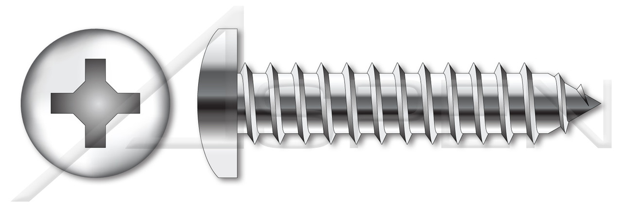 #8 X 5/8" Type AB Self Tapping Sheet Metal Screws, Pan Head with Phillips Drive, Stainless Steel
