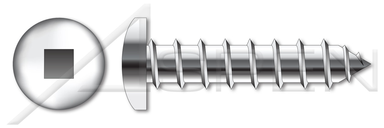 #10 X 3/4" Type A Self Tapping Sheet Metal Screws, Pan Head with Square Drive, Stainless Steel