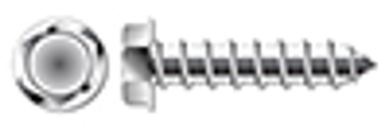 #10 X 1" Type A Sheet Metal Self Tapping Screws, Indented Hex Washer Head, 410 Stainless Steel