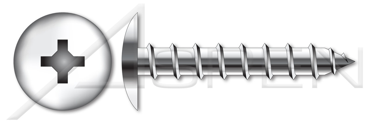 #6 X 1-1/2" Type A Self Tapping Sheet Metal Screws, Truss Head with Phillips Drive, Stainless Steel