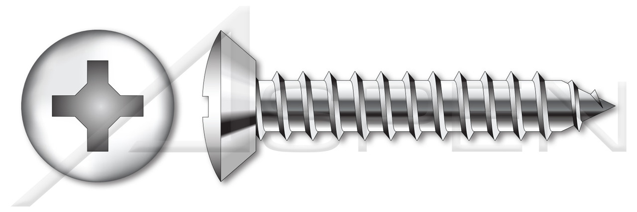 #4 X 3/16" Type AB Self Tapping Sheet Metal Screws, Stainless Steel, Oval Undercut Phillips Drive