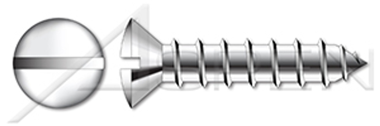 #10 X 1/2" Self-Tapping Sheet Metal Screws, Type "A", Oval Slot Drive, AISI 304 Stainless Steel (18-8)