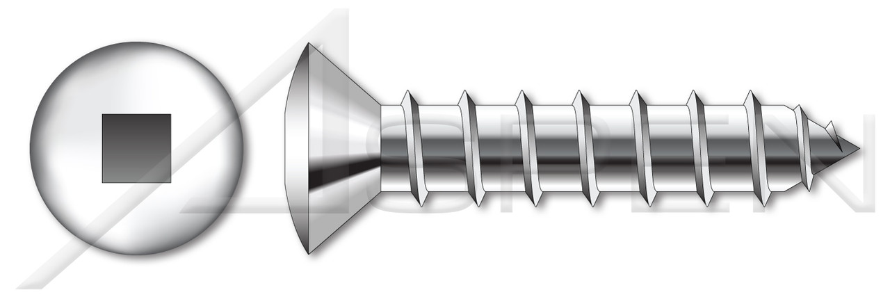 #8 X 1-1/4" Type A Self Tapping Sheet Metal Screws, Stainless Steel, Oval Square Drive