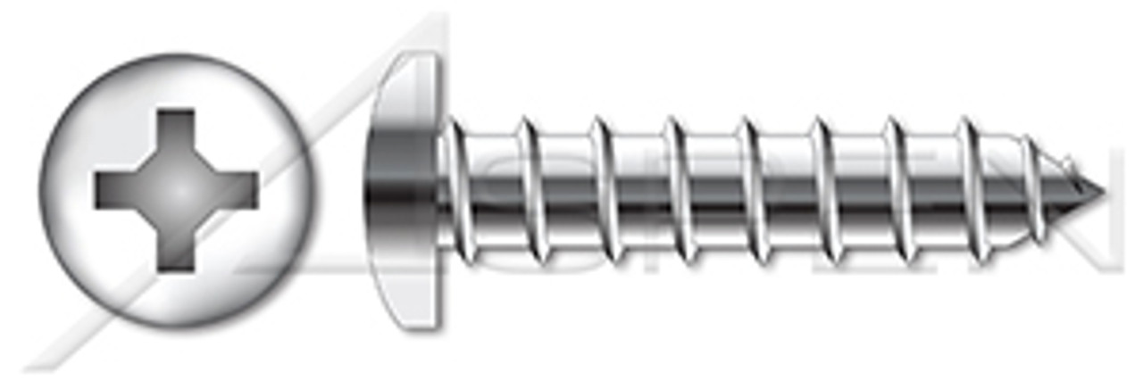 #10 X 3/4" Self-Tapping Sheet Metal Screws, Type "A", Pan Phillips Drive, AISI 316 Stainless Steel