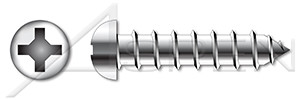 #6 X 1/4" Self-Tapping Sheet Metal Screws, Type "A", Round Phillips Drive, AISI 304 Stainless Steel (18-8)