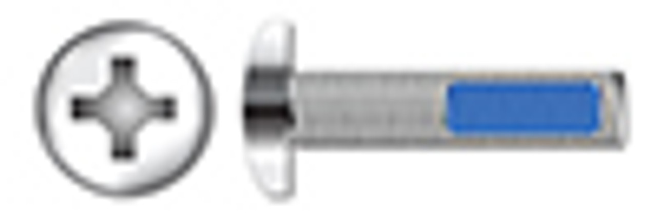 #4-40 X 1/4" Machine Screws, Pan Phillips Drive, Thread-Locking Patch, Full Thread, AISI 304 Stainless Steel (18-8)