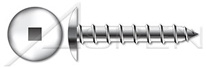 #8 X 3/4" Self-Tapping Sheet Metal Screws, Type "A", Truss Square Drive, AISI 304 Stainless Steel (18-8)