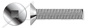 #10-24 X 1-1/4" Machine Screws, Flat Square Drive, 82 Degree Countersink, Full Thread, AISI 304 Stainless Steel (18-8)