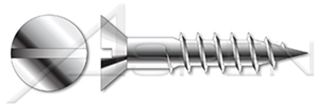 #14 X 2-1/2" Wood Screws, Flat Slot Drive, AISI 304 Stainless Steel (18-8)