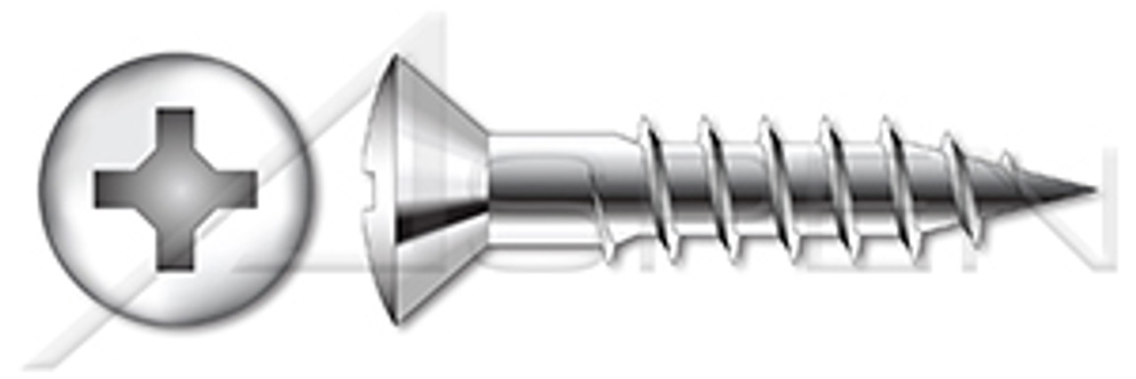 #6 X 5/8" Wood Screws, Oval Phillips Drive, AISI 304 Stainless Steel (18-8)
