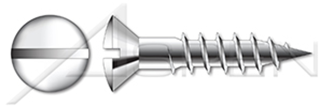 #7 X 1/2" Wood Screws, Oval Slot Drive, AISI 304 Stainless Steel (18-8)