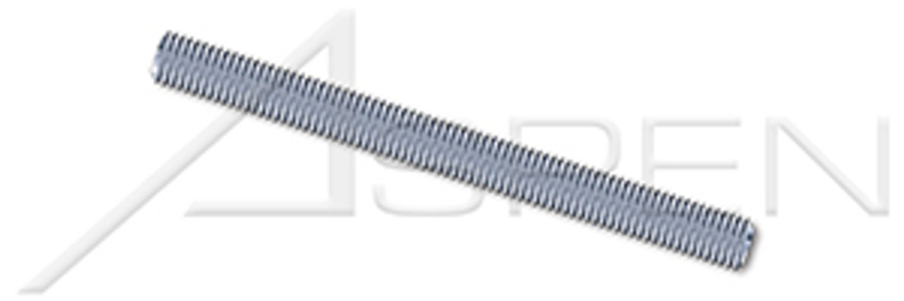 1"-8 X 3' Threaded Rods, Full Thread, Steel, Zinc Plated
