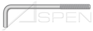 3/4"-10 X 12", ThreadLen=4", HookLen=3" Bent Anchor Foundation Bolts, L-Hook, Steel, Hot Dip Galvanized
