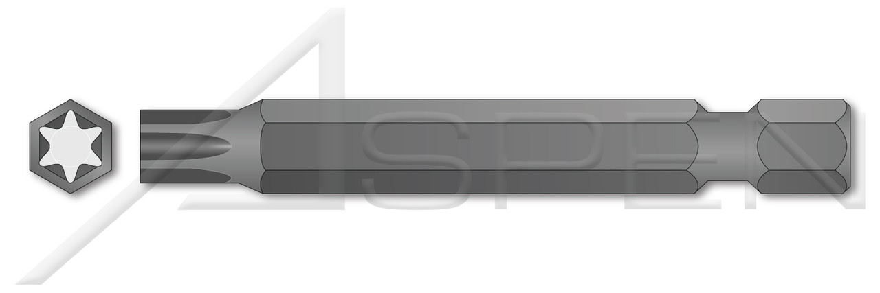 Ts25 X 1-15/16", A/F=1/4" Power Bits, 6Lobe Torx(r) Generic Alternative
