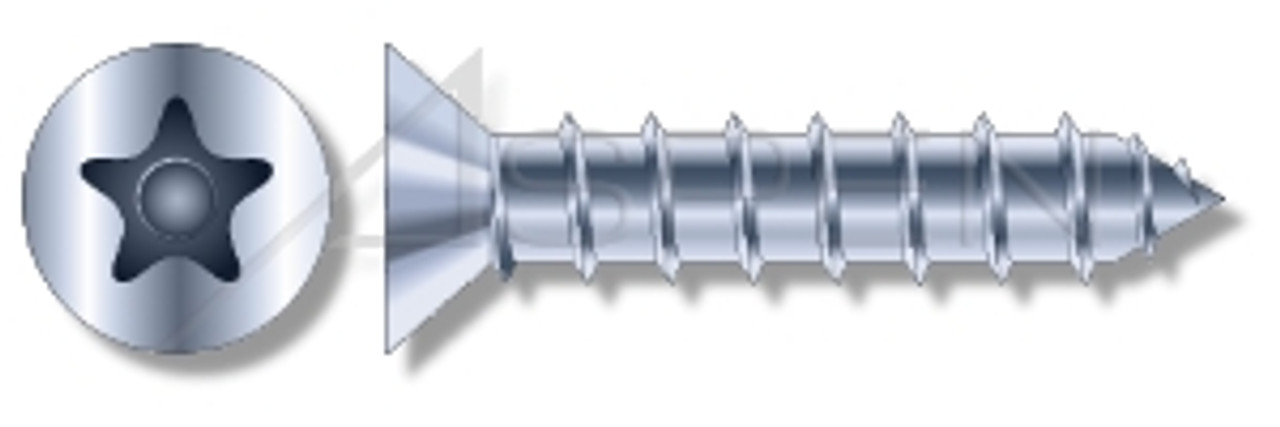 1/4" X 1-1/4" Masonry Screws, Flat Countersunk Head Tamper-Resistant 5-Lobe "Plus" Pin Drive, Steel, Zinc Plated