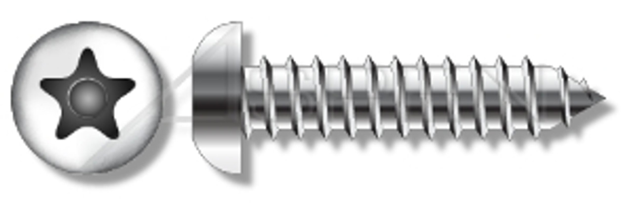 #14 X 1-1/4" Button Head Type AB Self Tapping Sheet Metal Security Screws with Tamper-Resistant Torx Plus(r) Pin Drive, Stainless Steel 18-8