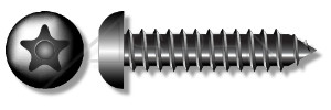 #10 X 1/2" Button Head Type AB Self Tapping Sheet Metal Security Screws with Tamper-Resistant Torx Plus(r) Pin Drive, Black Oxide Coated Steel