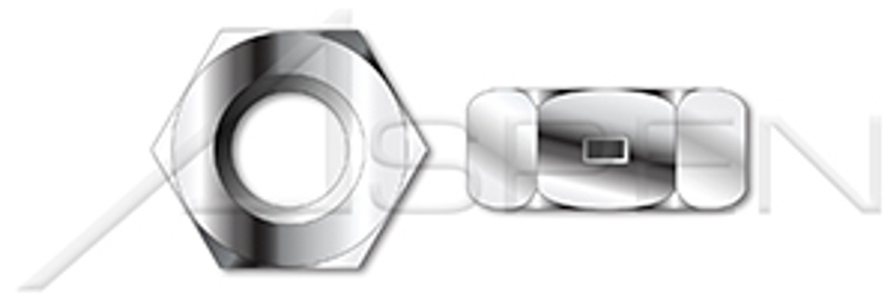 1/4"-20 2-Way Reversible Lock Nuts, Finished Nut Pattern, AISI 304 Stainless Steel (18-8), Waxed