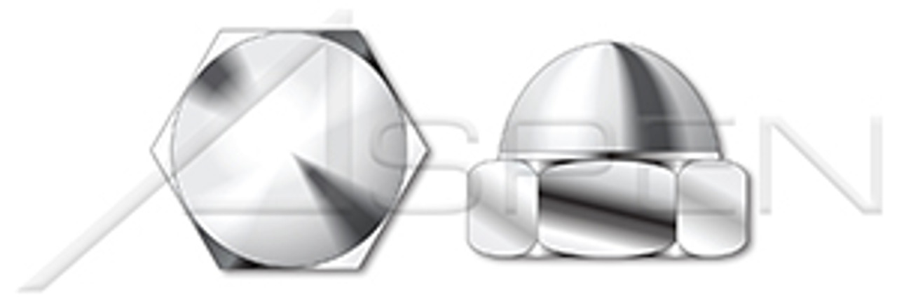 1/2"-20 Acorn Cap Dome Nuts, Closed End, AISI 304 Stainless Steel (18-8)