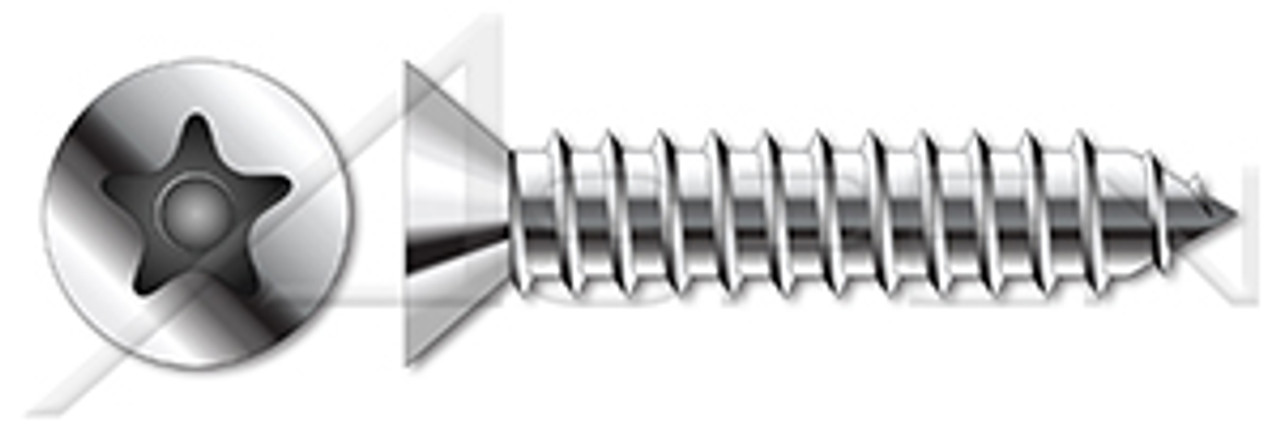 #6 X 1/2" Flat Head Type AB Self Tapping Sheet Metal Security Screws with Tamper-Resistant Torx Plus(r) Pin Drive, Stainless Steel 18-8