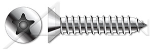 #8 X 1-1/4" Flat Head Type AB Self Tapping Sheet Metal Security Screws with Tamper-Resistant Torx Plus(r) Pin Drive, Stainless Steel 18-8
