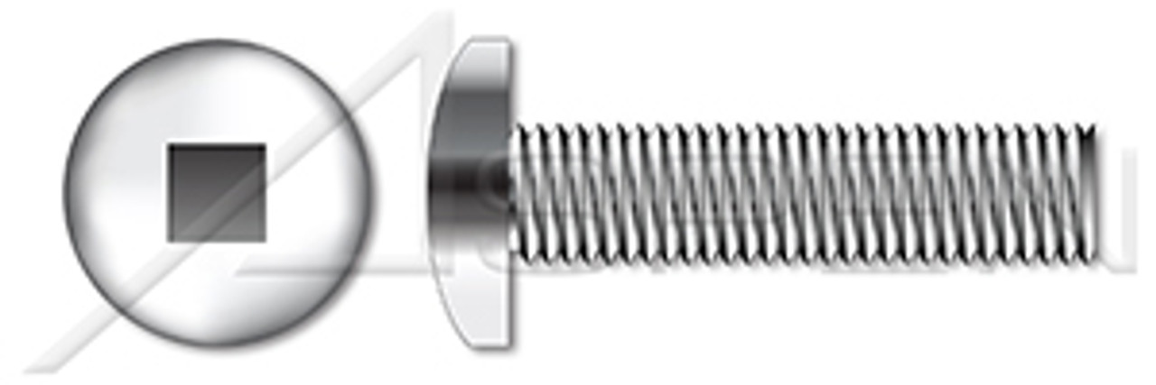 #6-32 X 1-1/2" Machine Screws, Pan Square Drive, Full Thread, AISI 304 Stainless Steel (18-8)