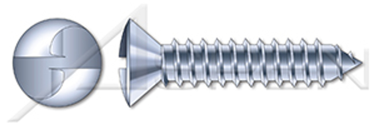 #10 X 3/4" Self-Tapping Sheet Metal Security Screws, Oval Countersunk Head Tamper Resistant One-Way Slotted Drive, Type "AB", Steel, Zinc Plated