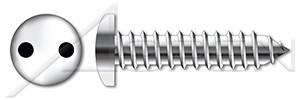 #10 X 2" Self-Tapping Sheet Metal Security Screws, Pan Head Tamper Resistant Drilled Spanner Drive, Type "AB", AISI 304 Stainless Steel (18-8), Includes Driver Bit
