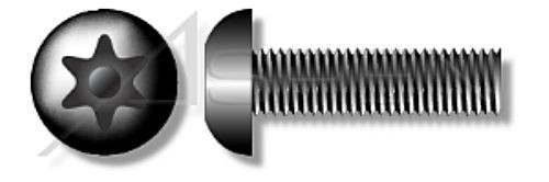 #10-24 X 3/8" Button Head Security Machine Screws with Tamper-Resistant 6Lobe Torx(r) Pin Drive, Alloy Steel, Includes Driver Bit
