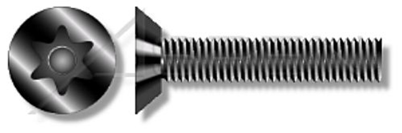 1/4"-20 X 1/2" Flat Undercut Head Security Machine Screws with Tamper-Resistant 6Lobe Torx(r) Pin Drive, Alloy Steel, Includes Driver Bit