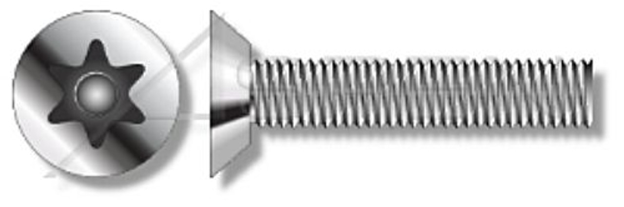 1/4"-20 X 3/8" Flat Undercut Head Security Machine Screws with Tamper-Resistant 6Lobe Torx(r) Pin Drive, Stainless Steel 18-8, Includes Driver Bit