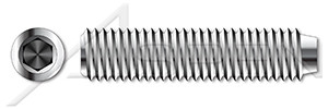 1/2"-20 X 1-3/4" Cup Point Socket Set Screws, Hex Drive, Fully Threaded, 18-8 Stainless Steel