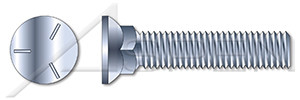 7/16"-14 X 2-1/2" Plow Bolts, Flat Head, #3 Head, Full Thread, Grade 5 Steel, Zinc